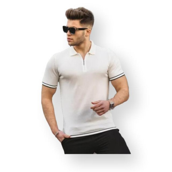 Vīriešu baltas krāsas T-krekls Polo PK5090 - T-krekls Vīriešu baltas krāsas T-krekls Polo PK5090 Premium