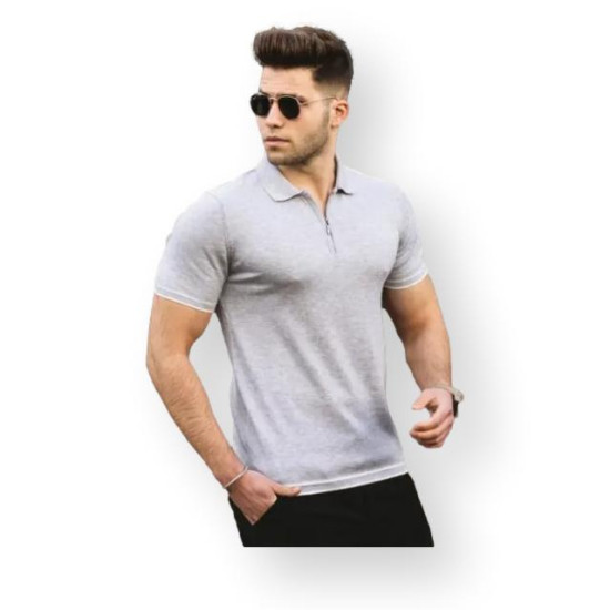 Vīriešu gaiši pelēkas krāsas T-krekls Polo PK5090 - T-krekls Vīriešu gaiši pelēkas krāsas T-krekls Polo PK5090 Premium