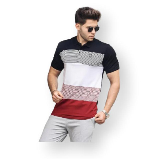 Vīriešu melns/sarkans krekls Polo PK9280 - T-krekls Vīriešu melns/sarkans krekls Polo PK9280 Premium