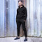 Black hooded zip-up tracksuit for men