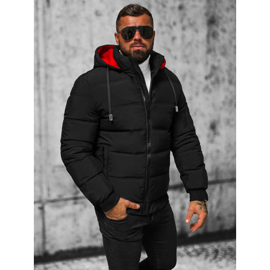 Vīriešu melna ziemas jaka Rock Ziemas jakas