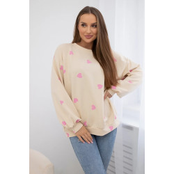 Sieviešu bēšs džemperis ar sirsniņām Sirds Sieviešu bēšs džemperis ar sirsniņām Sirds