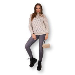 Sieviešu bēšs džemperis Rombas Sieviešu bēšs džemperis Rombas