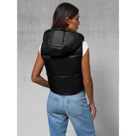 Sieviešu melna stepēta jaka Zip JS/5M3191/392 - Sievietēm Sieviešu melna stepēta jaka Zip JS/5M3191/392