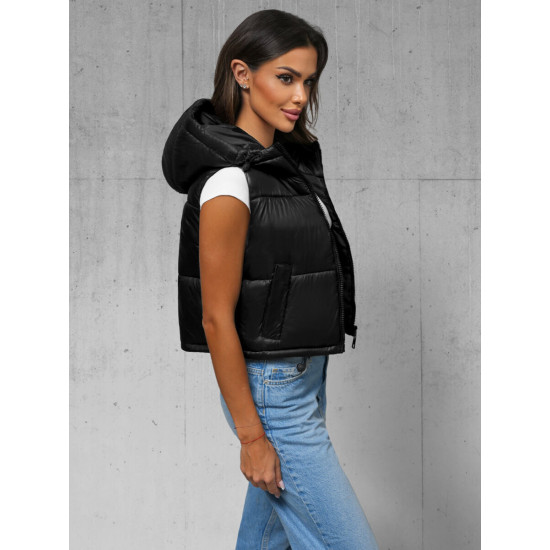 Sieviešu melna stepēta jaka Zip JS/5M3191/392 - Sievietēm Sieviešu melna stepēta jaka Zip JS/5M3191/392