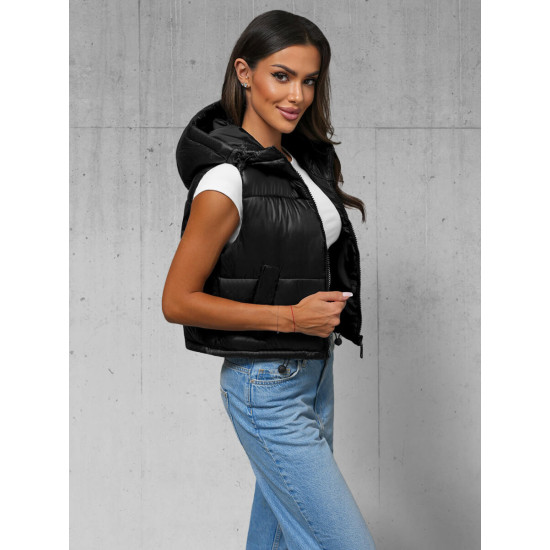 Sieviešu melna stepēta jaka Zip JS/5M3191/392 - Sievietēm Sieviešu melna stepēta jaka Zip JS/5M3191/392
