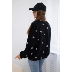 Sieviešu melns džemperis ar sirsniņām Sirds Sieviešu melns džemperis ar sirsniņām Sirds