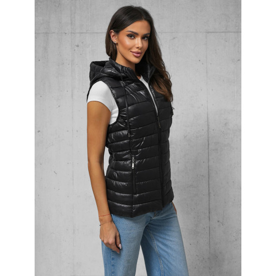 Sieviešu spīdīga melna veste Spark JS/16M9138/392 - Sievietēm Sieviešu spīdīga melna veste Spark JS/16M9138/392