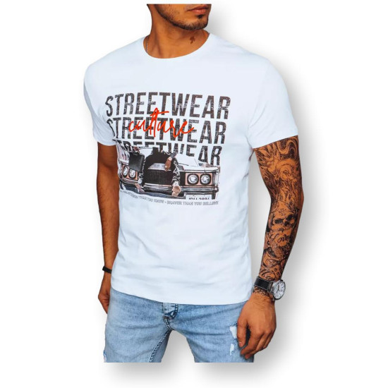 Men's white T-shirt Streetwear RX5070 - Action Men's white T-shirt Streetwear RX5070
