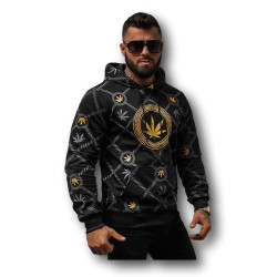 Vīriešu melns džemperis ar zelta apdruku Kanna