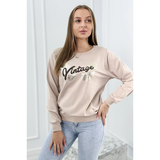Sieviešu Vintage bēšs džemperis 27434 - Džemperi Sieviešu Vintage bēšs džemperis 27434