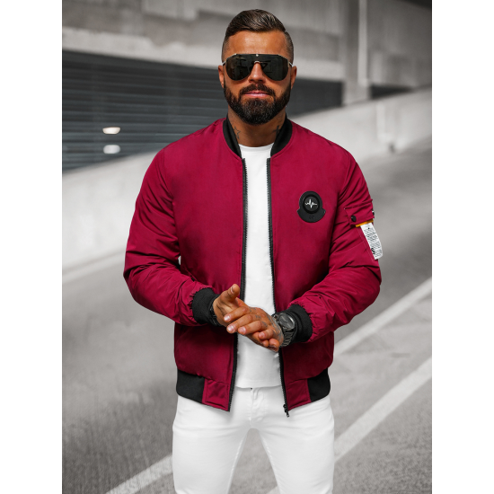 Vīriešu bordo krāsas pavasara jaka Marko JS/84M3037/06 - Vīriešiem Vīriešu bordo krāsas pavasara jaka Marko JS/84M3037/06