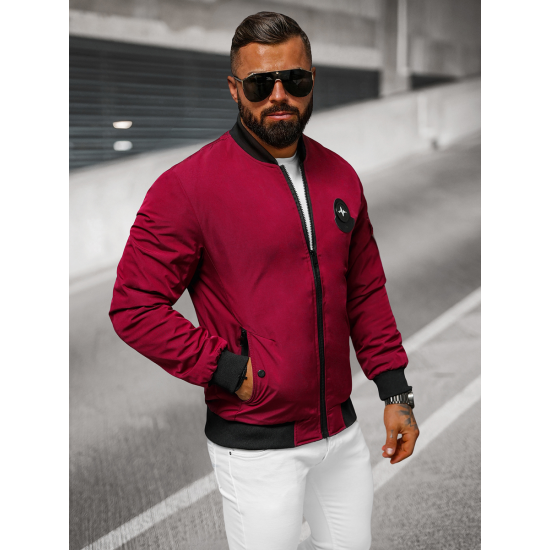 Vīriešu bordo krāsas pavasara jaka Marko JS/84M3037/06 - Vīriešiem Vīriešu bordo krāsas pavasara jaka Marko JS/84M3037/06