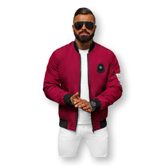 Vīriešu bordo krāsas pavasara jaka Marko JS/84M3037/06 - Vīriešiem Vīriešu bordo krāsas pavasara jaka Marko JS/84M3037/06