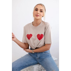 Sieviešu bēšs T-krekls TwoHearts Sieviešu bēšs T-krekls TwoHearts