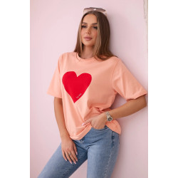 Sieviešu persiku krāsas Madame T-krekls Sieviešu persiku krāsas Madame T-krekls