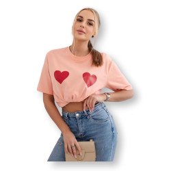 Sieviešu persiku krāsas T-krekls TwoHearts Sieviešu persiku krāsas T-krekls TwoHearts