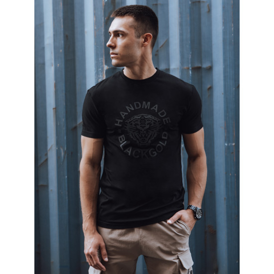 Melns vīriešu T-krekls ar apdruku Handmade RX5582 - Vīriešiem Melns vīriešu T-krekls ar apdruku Handmade RX5582