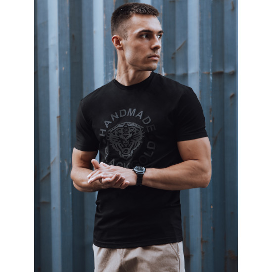 Melns vīriešu T-krekls ar apdruku Handmade RX5582 - Vīriešiem Melns vīriešu T-krekls ar apdruku Handmade RX5582