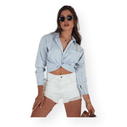 Sieviešu balti džinsa šorti Popglam Sieviešu balti džinsa šorti Popglam