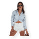 Sieviešu balti džinsa šorti Popglam SY0397 - Sievietēm Sieviešu balti džinsa šorti Popglam SY0397