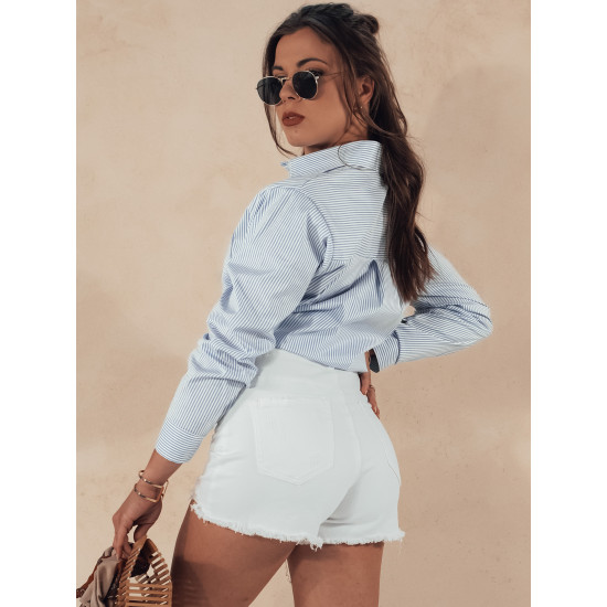 Sieviešu balti džinsa šorti Popglam SY0397 - Sievietēm Sieviešu balti džinsa šorti Popglam SY0397
