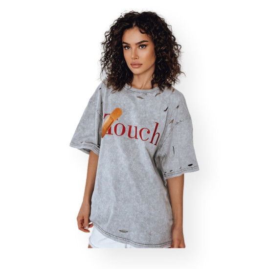 Sieviešu pelēks T-krekls Ouch RY2629 - T-krekls Sieviešu pelēks T-krekls Ouch RY2629
