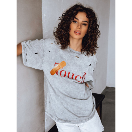 Sieviešu pelēks T-krekls Ouch RY2629 - T-krekls Sieviešu pelēks T-krekls Ouch RY2629