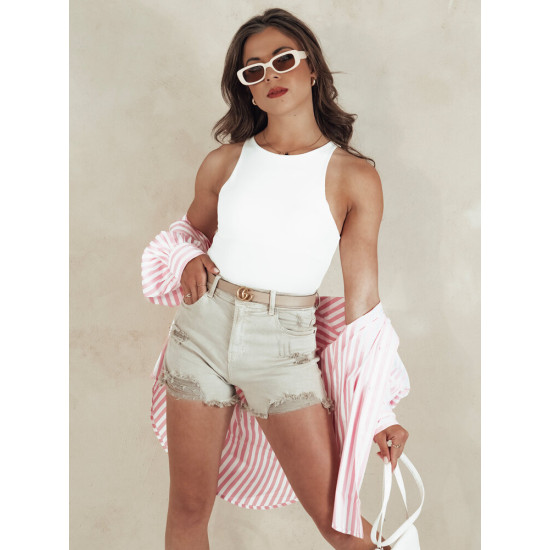 Sieviešu smilšu krāsas džinsa šorti Popglam SY0399 - Sievietēm Sieviešu smilšu krāsas džinsa šorti Popglam SY0399