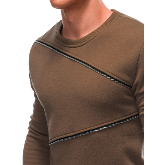 Vīriešu brūns džemperis Zipper OM-SSNZ-22FW-005 - Vīriešu džemperi| Džemperi tiešsaistē Vīriešu brūns džemperis Zipper OM-SSNZ-22FW-005