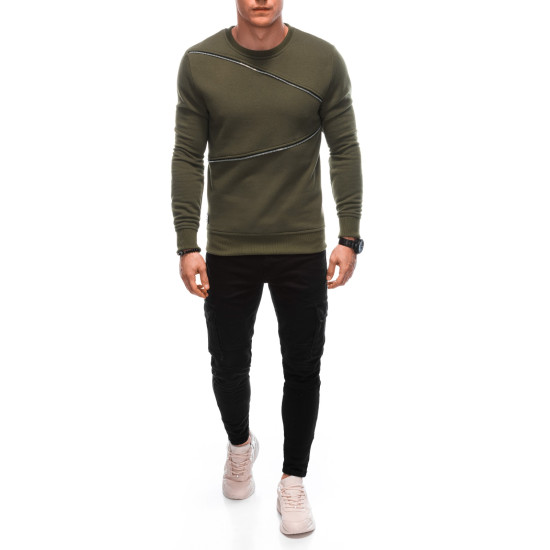 Vīriešu haki džemperis Zipper OM-SSNZ-22FW-005 - Vīriešu džemperi| Džemperi tiešsaistē Vīriešu haki džemperis Zipper OM-SSNZ-22FW-005