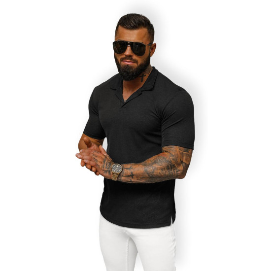 Męski czarny T-shirt Minex O/L1454 - Koszulka Męski czarny T-shirt Minex O/L1454