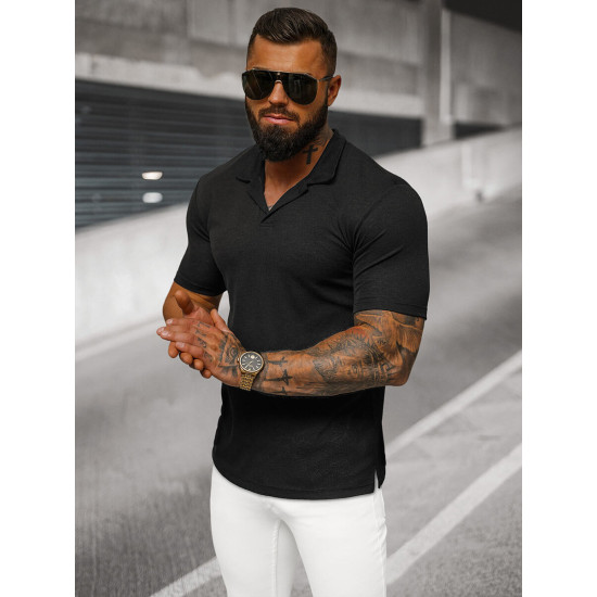Męski czarny T-shirt Minex O/L1454 - Koszulka Męski czarny T-shirt Minex O/L1454