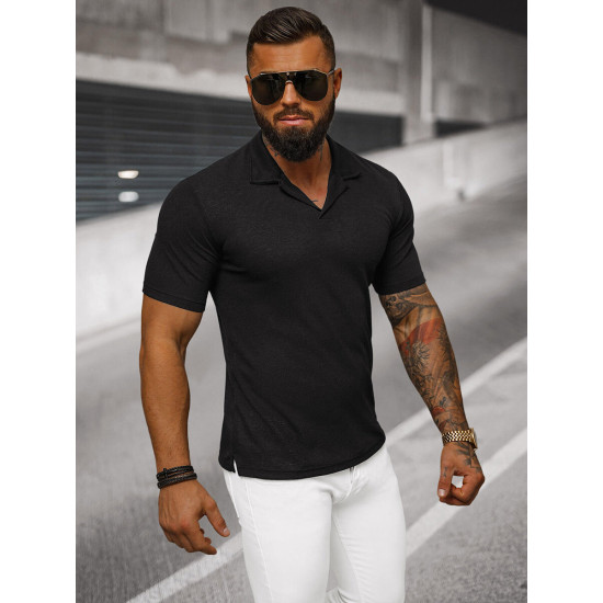Męski czarny T-shirt Minex O/L1454 - Koszulka Męski czarny T-shirt Minex O/L1454