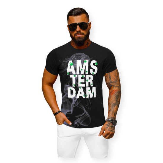 Melns vīriešu T-krekls Amsterdam O/T128/3Z - T-krekls Melns vīriešu T-krekls Amsterdam O/T128/3Z
