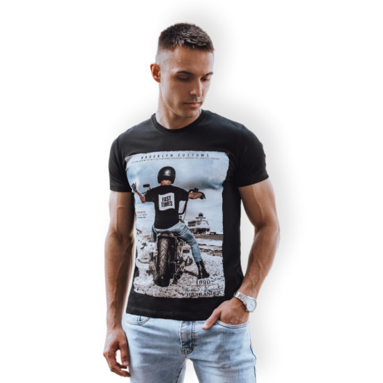 Vīriešu melns motocikla T-krekls RX5549