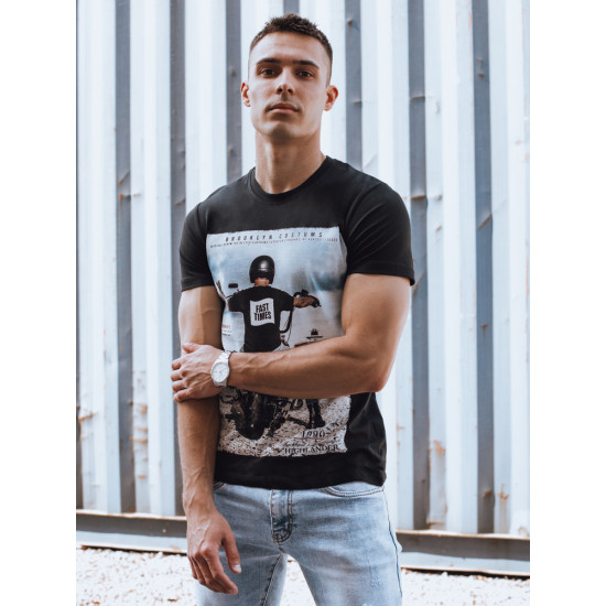 Vīriešu melns motocikla T-krekls RX5549