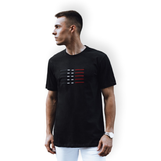 Vīriešu melns T-krekls Lines RX5570 - Vīriešiem Vīriešu melns T-krekls Lines RX5570