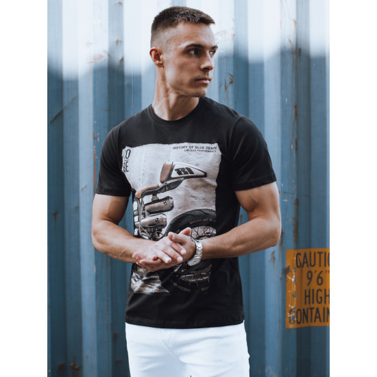 Vīriešu melns t-krekls Ritenis RX5555 - T-krekls Vīriešu melns t-krekls Ritenis RX5555