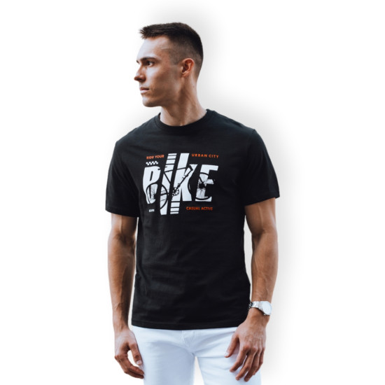 Vīriešu melns velo T-krekls RX5449 - T-krekls Vīriešu melns velo T-krekls RX5449