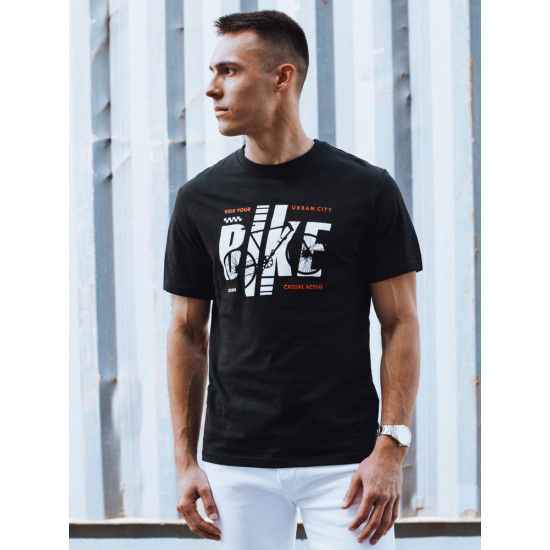 Vīriešu melns velo T-krekls RX5449 - T-krekls Vīriešu melns velo T-krekls RX5449