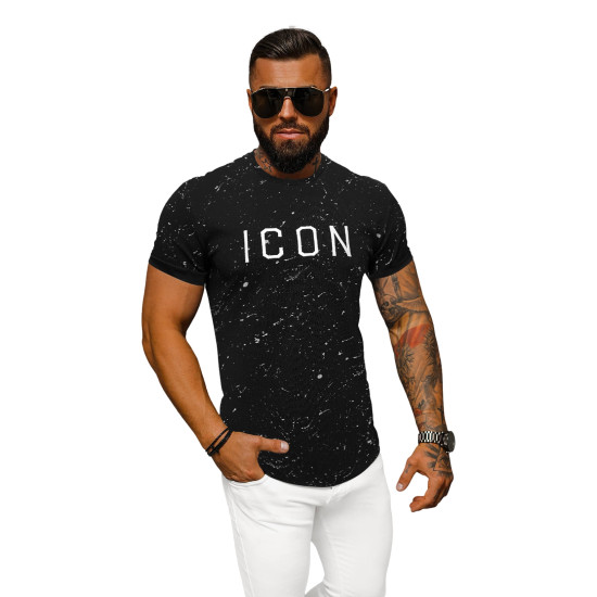 Vīriešu melns Icon T-krekls O/P1289Z - T-krekls Vīriešu melns Icon T-krekls O/P1289Z