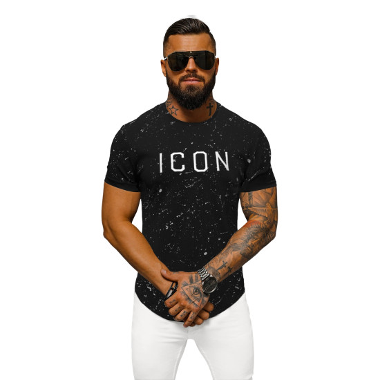 Vīriešu melns Icon T-krekls O/P1289Z - T-krekls Vīriešu melns Icon T-krekls O/P1289Z