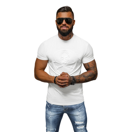 Vīriešu balts t-krekls Skull NB/MT3103 - T-krekls Vīriešu balts t-krekls Skull NB/MT3103