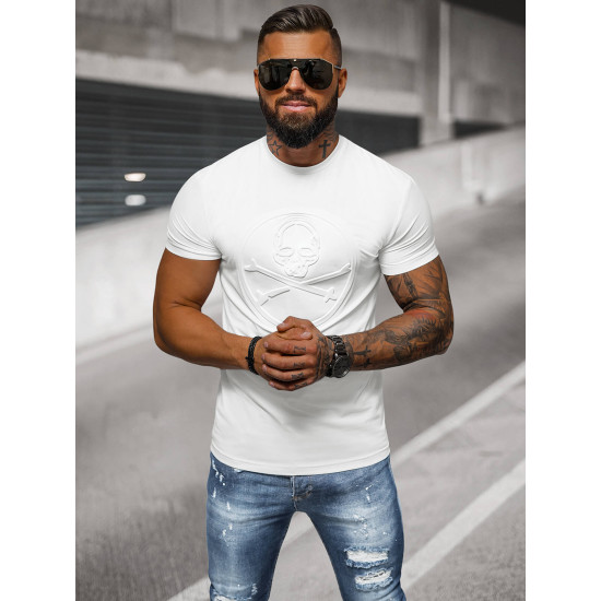 Vīriešu balts t-krekls Skull NB/MT3103 - T-krekls Vīriešu balts t-krekls Skull NB/MT3103