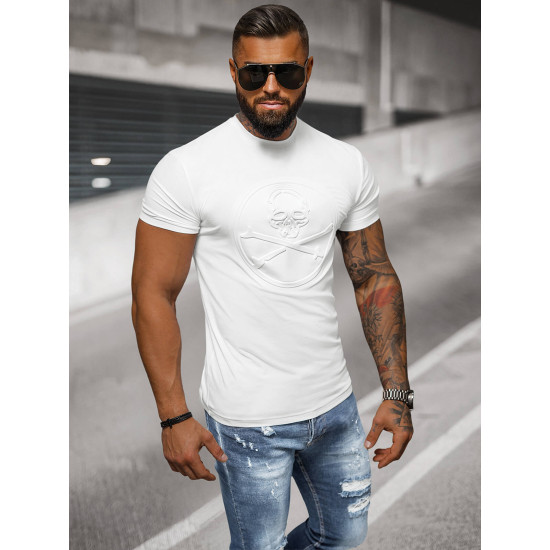 Vīriešu balts t-krekls Skull NB/MT3103 - T-krekls Vīriešu balts t-krekls Skull NB/MT3103