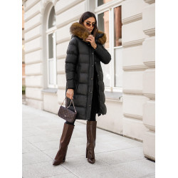 Women's black hooded winter jacket Merin