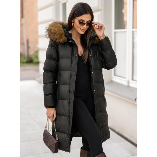 Women's black hooded winter jacket Merin JS/5M3298/392