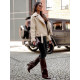 Women's brown leather jacket with fur Elen JS/11Z8177