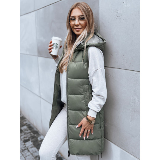 Garā zaļā veste ar kapuci Far TY3833 - Sievietēm Garā zaļā veste ar kapuci Far TY3833